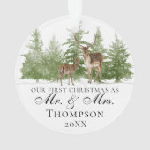 我々の初めてのクリスマスはミスター・アンド・ミセス・カスタム素朴だ オーナメント (裏面)