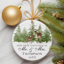 我々の初めてのクリスマスはミスター・アンド・ミセス・カスタム素朴だ オーナメント