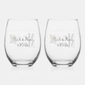 我々の初めてのクリスマスはミスター・アンド・ミセス ステムなしワイングラス (裏面)