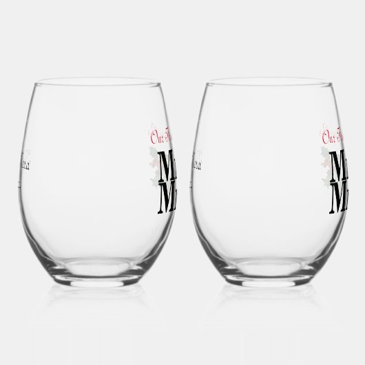 我々の初めてのクリスマスはミスター・アンド・ミセス ステムなしワイングラス (右)