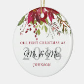 我々の初めてのクリスマスはミスター・アンド・ミセス・ニューライヴァーズ セラミックオーナメント (左)