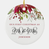 我々の初めてのクリスマスはミスター・アンド・ミセス・ニューライヴァーズ セラミックオーナメント (裏面)