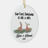 我々の初めてのクリスマスはミセスパーソナライズされたと セラミックオーナメント (右)