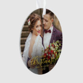 我々の初めてのクリスマスはミセス・ゴールド・フォイル・フォント オーナメント (正面)