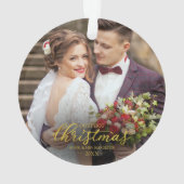 我々の初めてのクリスマスはミセス・ゴールド・フォイル・フォント オーナメント (裏面)