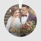 我々の初めてのクリスマスはミセス・ゴールド・フォイル・フォント オーナメント (正面)