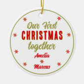 我々の初めてのクリスマスは一緒に雪の結晶 セラミックオーナメント (正面)
