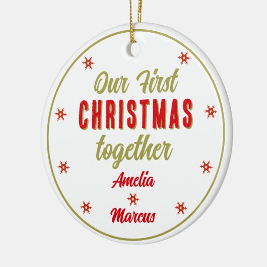我々の初めてのクリスマスは一緒に雪の結晶 セラミックオーナメント (左)