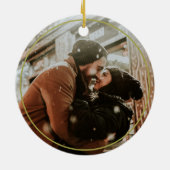 我々の初めてのクリスマスは一緒に雪の結晶 セラミックオーナメント (裏面)