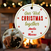 我々の初めてのクリスマスは一緒に雪の結晶 セラミックオーナメント