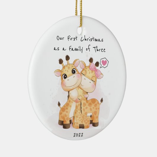 我々の初めてのクリスマスは三つのオーナメントの家族として セラミックオーナメント (右)