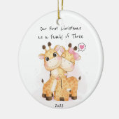 我々の初めてのクリスマスは三つのオーナメントの家族として セラミックオーナメント (左)