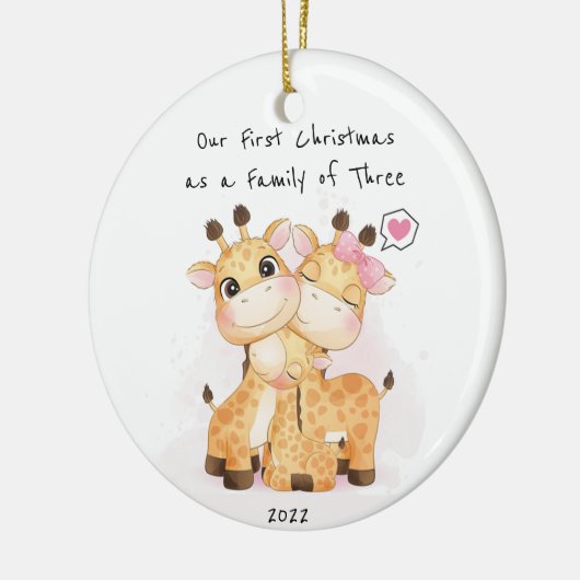 我々の初めてのクリスマスは三つのオーナメントの家族として セラミックオーナメント (左)