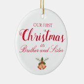 我々の初めてのクリスマスは兄弟と姉妹オーナメント セラミックオーナメント (右)