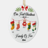 我々の初めてのクリスマスは名前を持つ5人の家族として セラミックオーナメント (右)