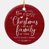我々の初めてのクリスマスは家族の農家素朴として セラミックオーナメント (裏面)
