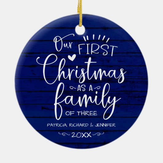 我々の初めてのクリスマスは家族の農家素朴として セラミックオーナメント (裏面)