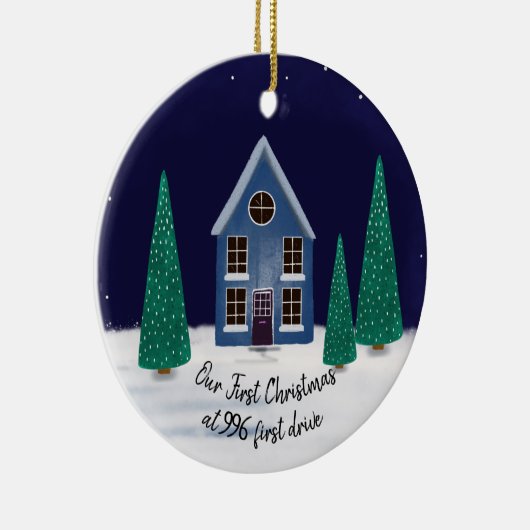 我々の初めてのクリスマスは我々の新しいホームハウス通り セラミックオーナメント (右)