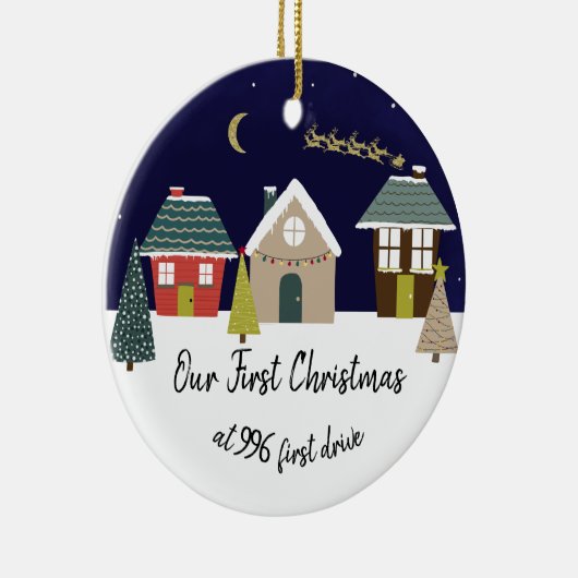 我々の初めてのクリスマスは我々の新しいホームハウス通り セラミックオーナメント (右)