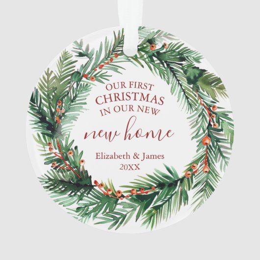 我々の初めてのクリスマスは我々の新しいホームリース オーナメント (裏面)