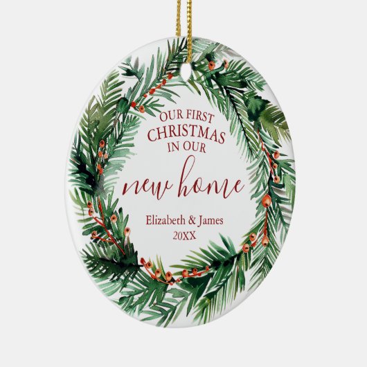 我々の初めてのクリスマスは我々の新しいホームリース セラミックオーナメント (右)