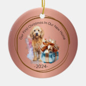 我々の初めてのクリスマスは我々の新しい家で セラミックオーナメント (正面)