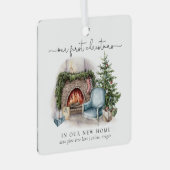 我々の初めてのクリスマスは新しいホームウォーターカラーCe メタルオーナメント (正面右)