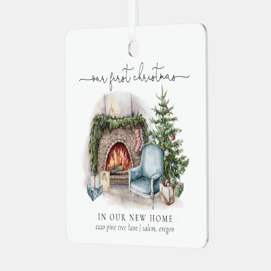 我々の初めてのクリスマスは新しいホームウォーターカラーCe メタルオーナメント (正面左)