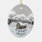 我々の初めてのクリスマスは新しいホームログキャビンに セラミックオーナメント (右)