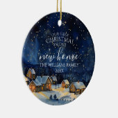 我々の初めてのクリスマスは新しい家の夜素朴に セラミックオーナメント (右)