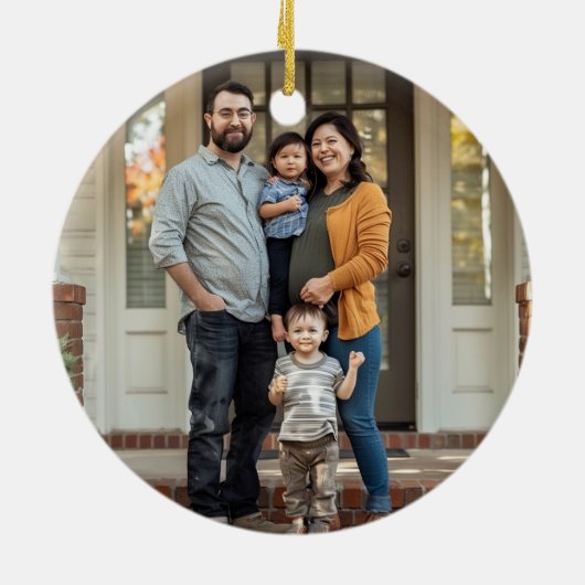 我々の初めてのクリスマスは新しい家の夜素朴に セラミックオーナメント (裏面)