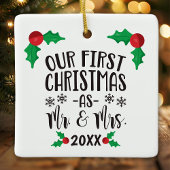 我々の初めてのクリスマスは新婚の夫妻として セラミックオーナメント