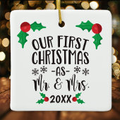 我々の初めてのクリスマスは新婚の夫妻として セラミックオーナメント