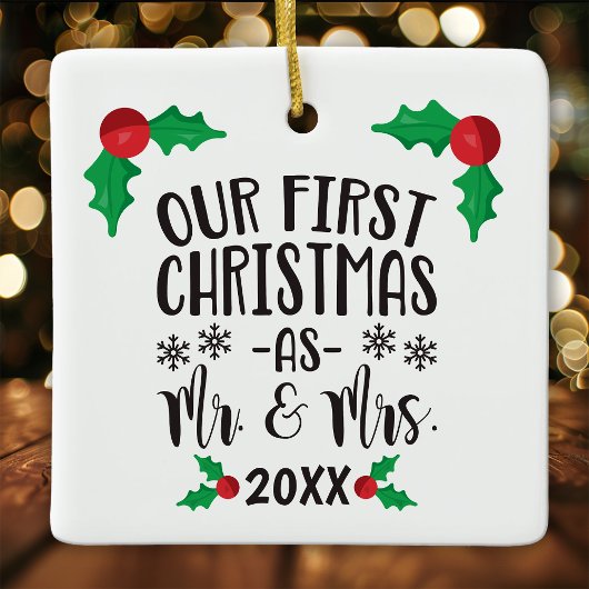 我々の初めてのクリスマスは新婚の夫妻として セラミックオーナメント