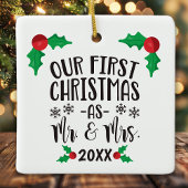 我々の初めてのクリスマスは新婚の夫妻として セラミックオーナメント