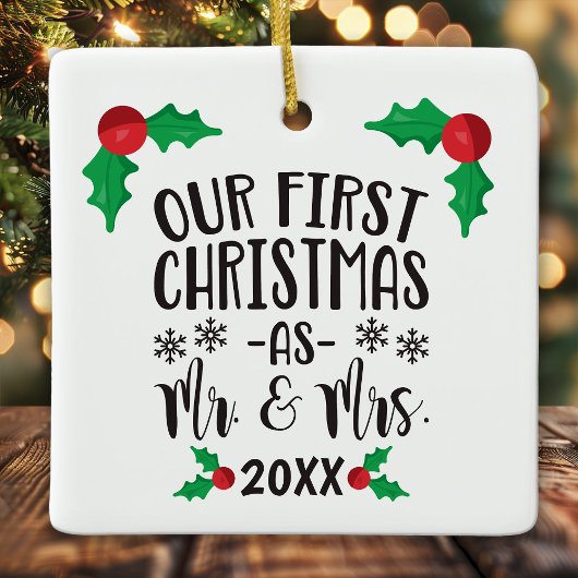 我々の初めてのクリスマスは新婚の夫妻として セラミックオーナメント