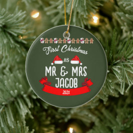 我々の初めてのクリスマスは新婚の夫妻として セラミックオーナメント