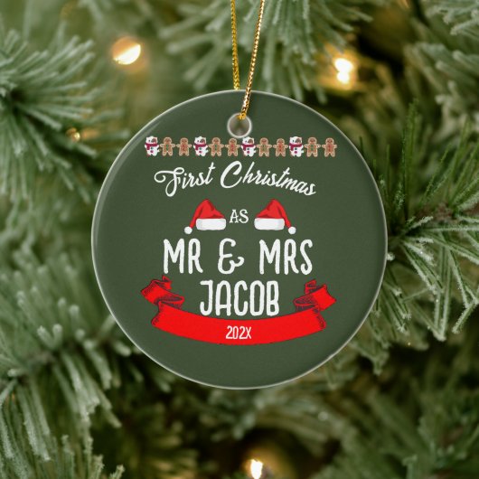我々の初めてのクリスマスは新婚の夫妻として セラミックオーナメント (ツリー)
