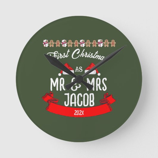 我々の初めてのクリスマスは新婚の夫妻として ラウンド壁時計 (正面)