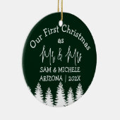 我々の初めてのクリスマスは新婚の木の夫妻だった セラミックオーナメント (右)