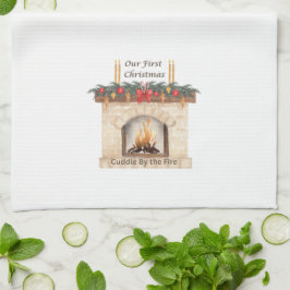 我々の初めてのクリスマスは暖炉の上に キッチンタオル