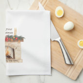 我々の初めてのクリスマスは暖炉の上に キッチンタオル (四つ折り)