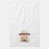 我々の初めてのクリスマスは暖炉の上に キッチンタオル (縦)