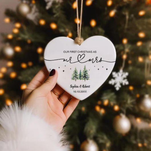 我々の初めてのクリスマスは松の木の名前の年 セラミックオーナメント