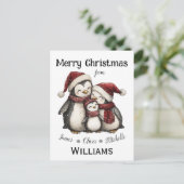 我々の初めてのクリスマスは3ペンギンの家族として ポストカード (スタンド正面)