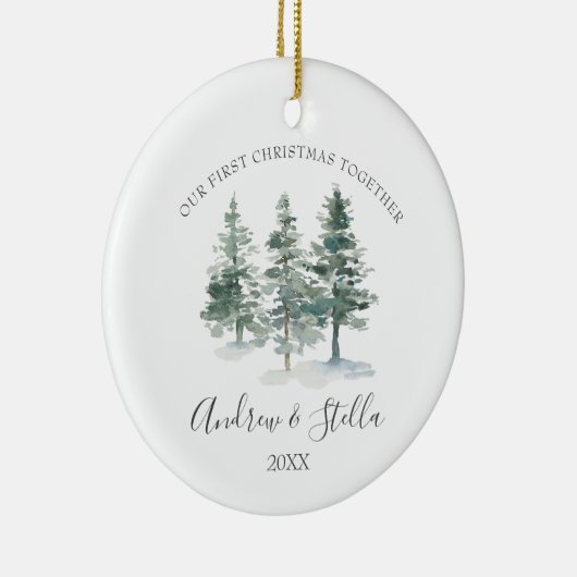 我々の初めてのクリスマスを一緒に松の木セラミックホーン セラミックオーナメント (右)