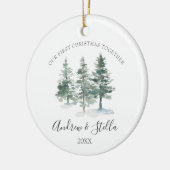 我々の初めてのクリスマスを一緒に松の木セラミックホーン セラミックオーナメント (左)