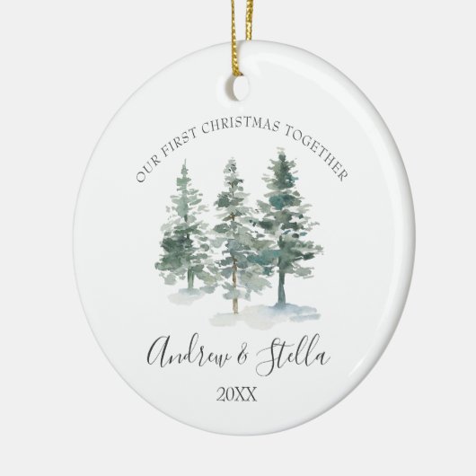 我々の初めてのクリスマスを一緒に松の木セラミックホーン セラミックオーナメント (左)