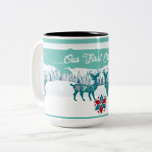 我々の初めてのクリスマスウィンタースノーノルディックトナカイ ツートーンマグカップ (正面左)