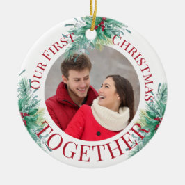 我々の初めてのクリスマスカスタムズPhoto Holly セラミックオーナメント